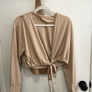 Zara Beige Wrap Blouse